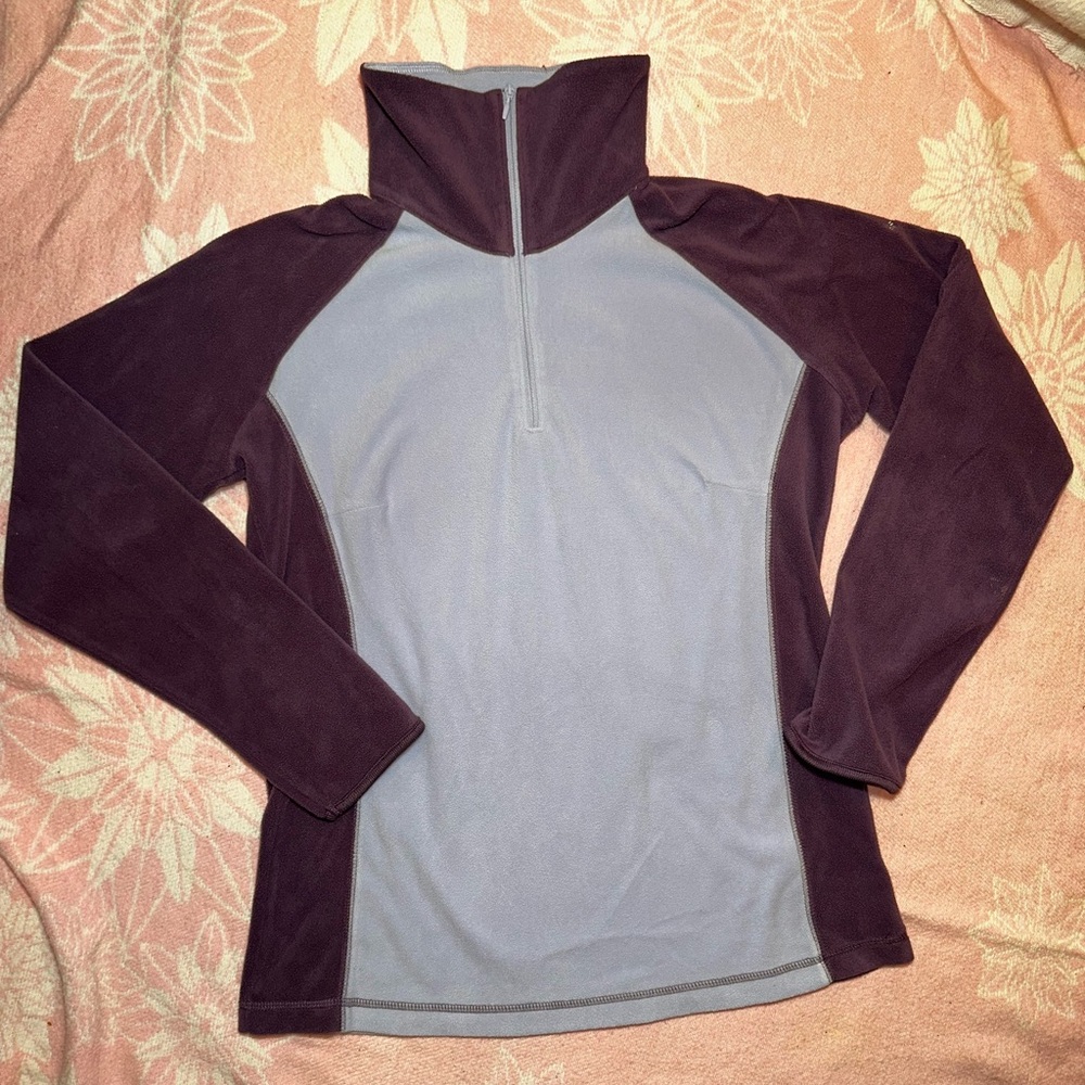 Columbia Women's Two Toned Purple Quarter-Zip 1/4 Zip Fleece Sweatshirt